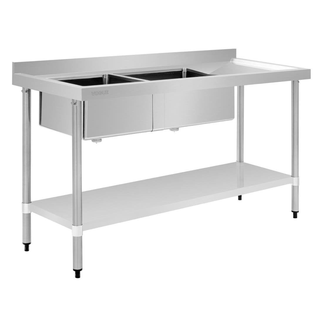 Vogue Double Bowl Sink R/H Drainer - 1500mm x 700mm 90mm Drain HC916 Mattys