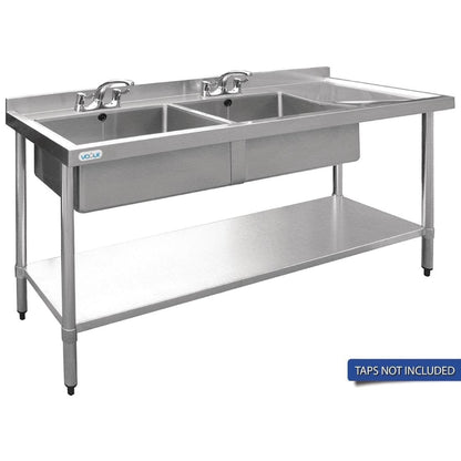 Vogue Double Bowl Sink R/H Drainer - 1800mm x 700mm 90mm Drain HC919 Mattys