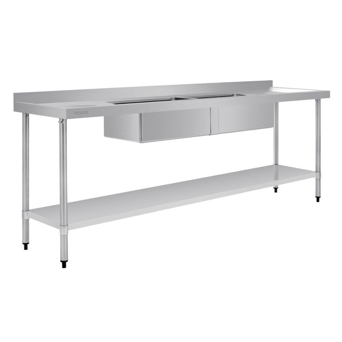 Vogue Double Bowl Sink Double Drainer - 2400mm x 700mm 90mm Drain HC921 Mattys