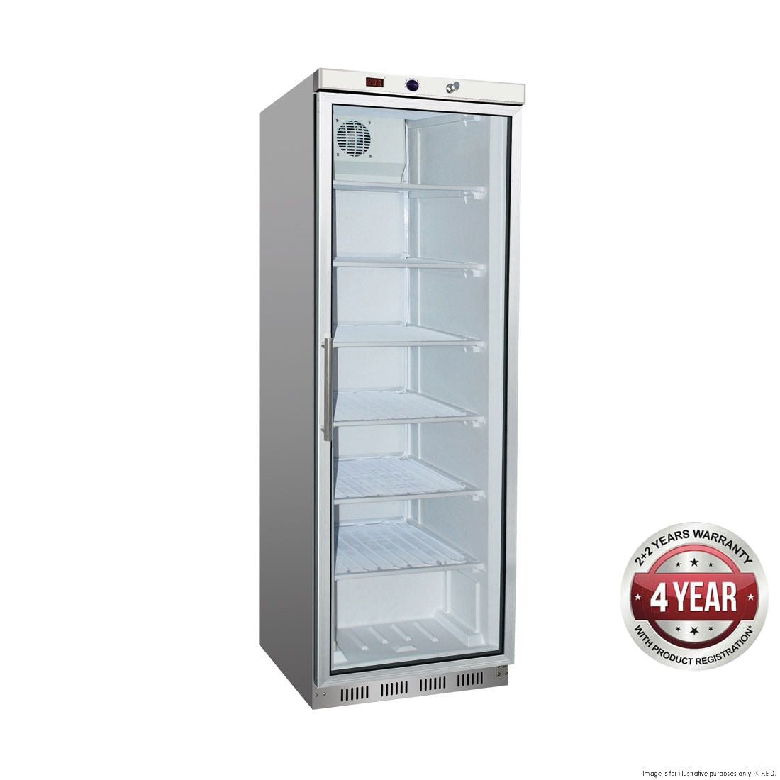F.E.D. Temperate Thermaster HF400G S/S Display Freezer w/Glass Door - HF400G S/S Mattys