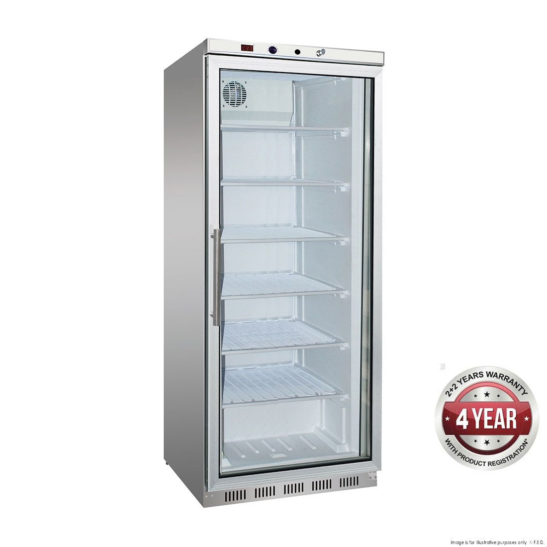 F.E.D. Temperate Thermaster HF600G S/S Display Freezer with Glass Door - HF600G S/S Mattys