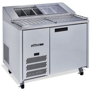 Jade Pizza - One Door Stainless Steel Pizza Prep Counter Refrigerator With Blown Air Well - HJ1PCBASS Mattys