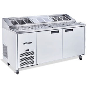 Jade Pizza - Two Door White Colorbond Pizza Prep Counter Refrigerator With Blown Air Well HJ2PCBA Mattys