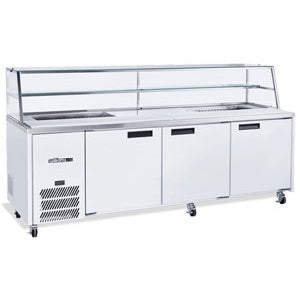 Jade Sandwich - Three Door White Colorbond Prep Counter Refrigerator With Blown Air Well - HJ3SCBA Mattys