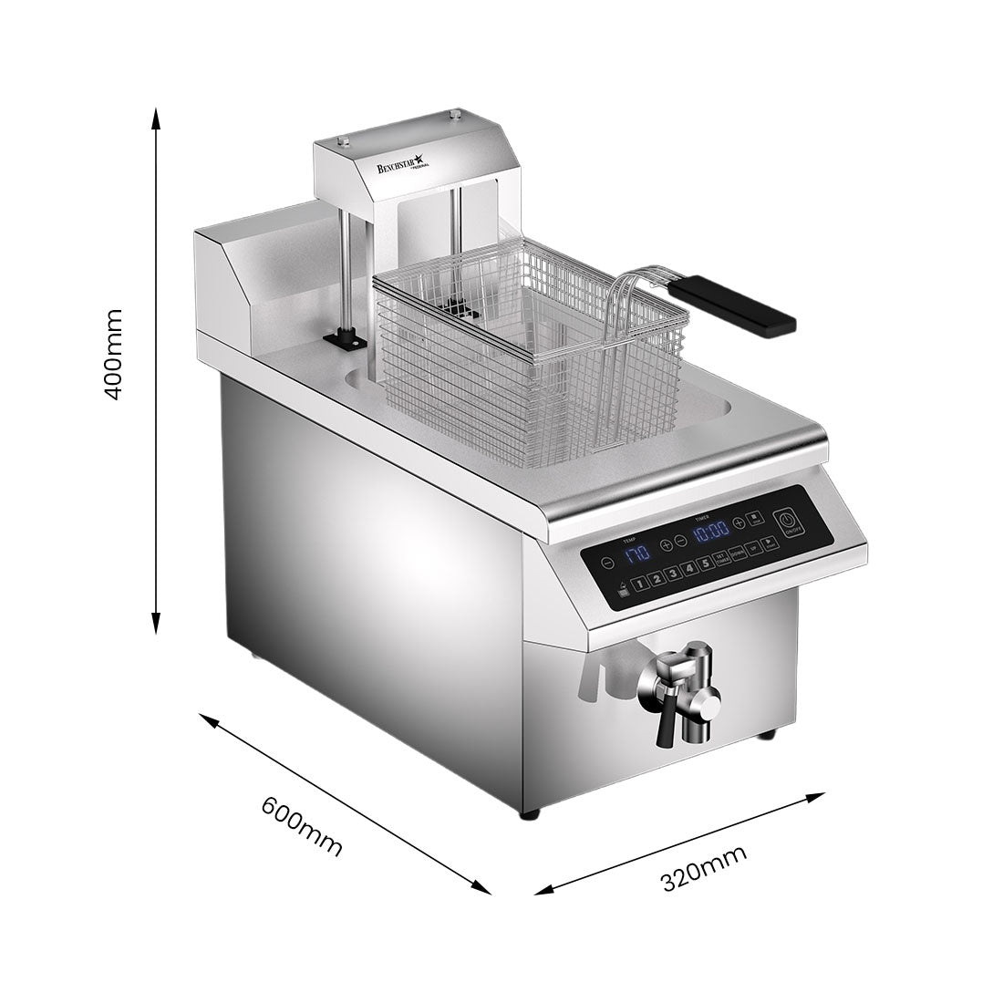 Benchstar Single Tank Auto Lifting Induction Fryer - IF3500S-AL Benchstar