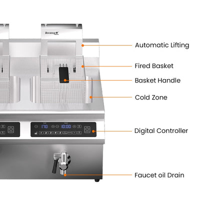 Benchstar Double Tanks Auto Lifting Induction Fryer - IF7000D-AL Benchstar