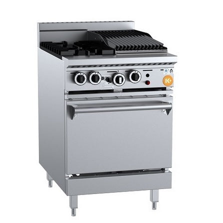 K+ KOV-SB2-CBR3 Gas Two Open Burners & 300mm Char Broiler with Oven Mattys