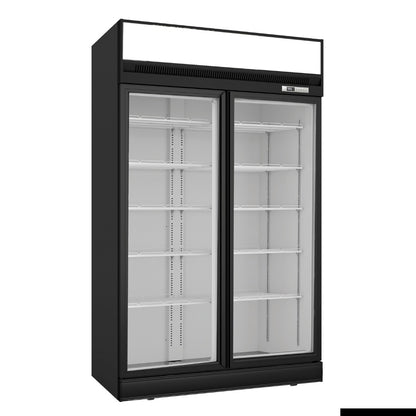 F.E.D Thermaster Black Upright Double Glass Door Freezer LG-1006DF