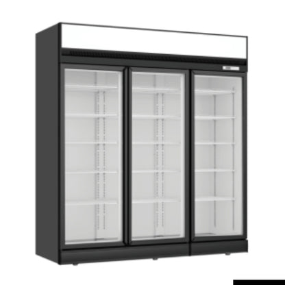 F.E.D Thermaster LG-1563DF Black Upright Three Glass Door Freezer