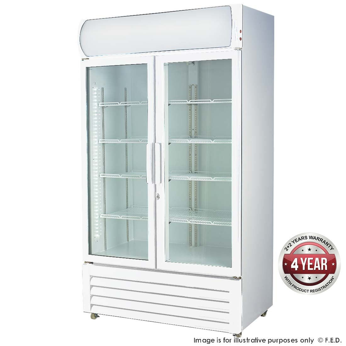 F.E.D. Temperate Thermaster Double glass door colourbond upright drink fridge - LG-580GE Mattys