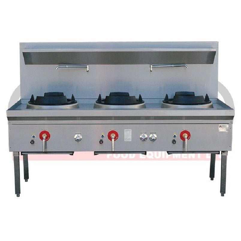 LKK-3BC Three Burner Waterless Wok Table (Chimney) Mattys