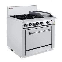 LKKOB6C+O 4 Gas Open Burner Cooktop + Gas Hot Plate + Static Oven Mattys