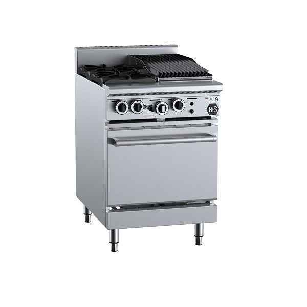 B+S Black OV-SB2-CBR3 - Gas Two Open Burners & 300mm Char Broiler with Oven Mattys