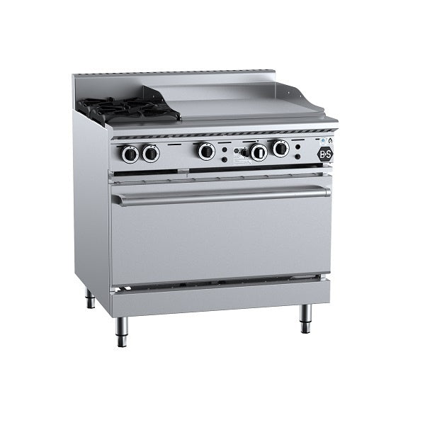 B+S Black OV-SB2-GRP6 Gas Two Open Burners & 600mm Grill Plate with Oven Mattys