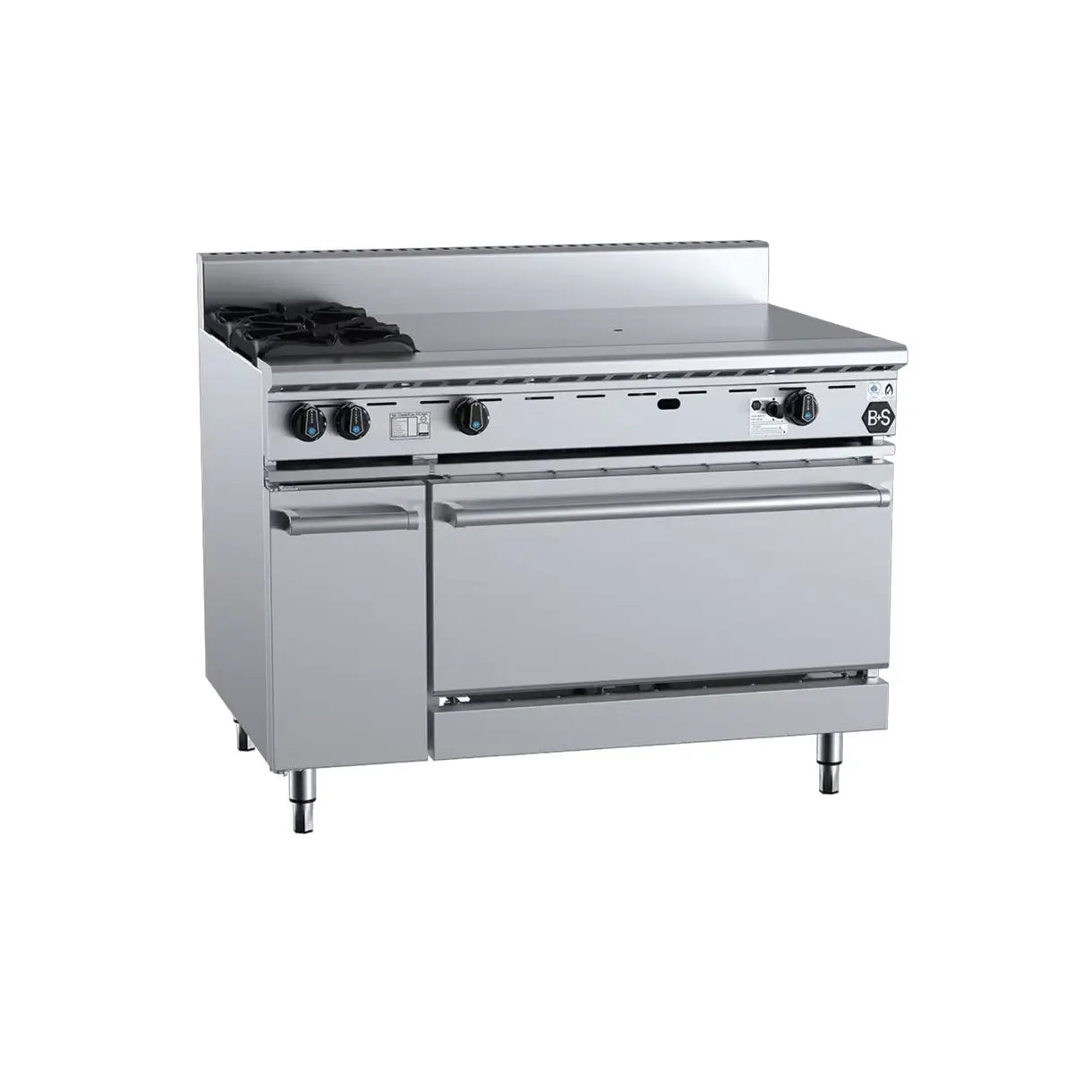 B+S BLACK OV-SB2-TT9 - Combination Oven With 2 Open Burners 900mm Target Top Mattys