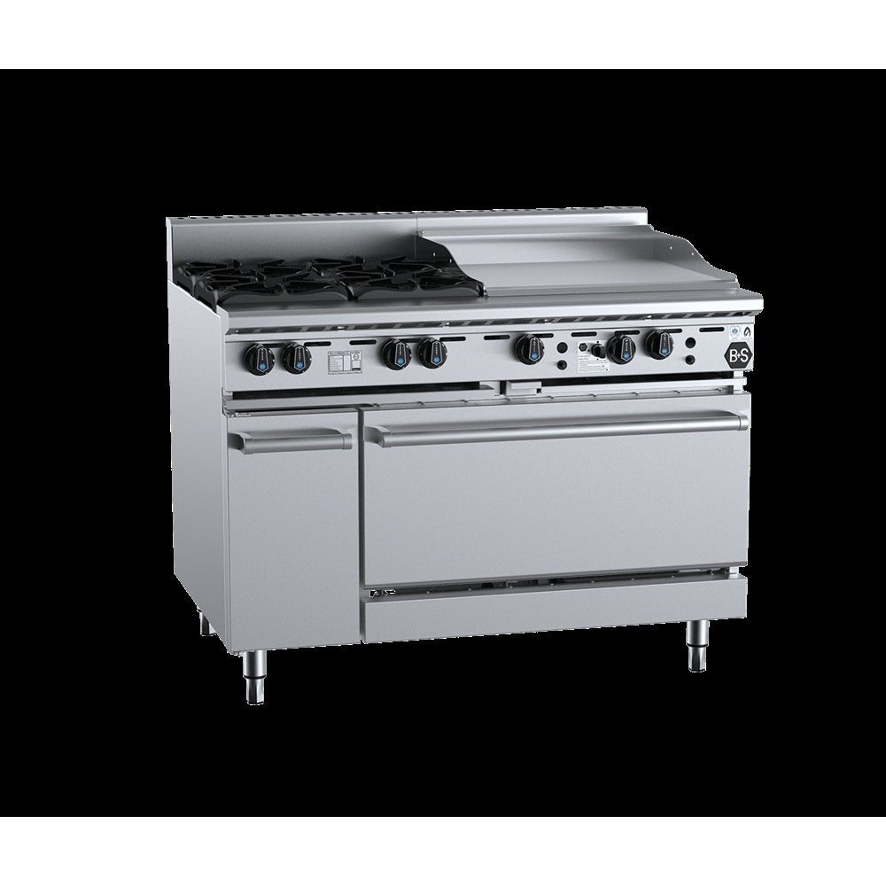 B+S Black OV-SB4-GRP6 - Gas Four Open Burners & 600mm Grill Plate with Oven Mattys