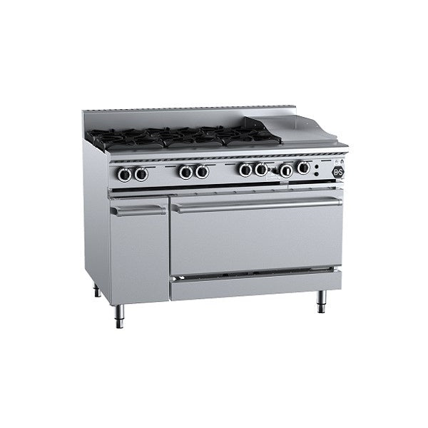 B+S Black OV-SB6-GRP3 - Gas Six Open Burners & 300mm Grill Plate with Oven Mattys