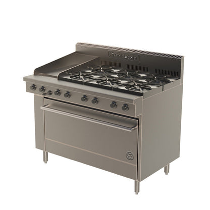 Cook Tops Goldstein 6 Burner + Griddle 1010mm Static Gas Oven - PF12G640 Mattys