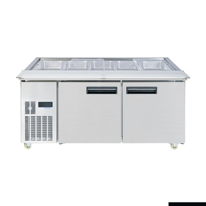 Refrigeration F.E.D Thermaster Two Door Cold Bench Salad Station 5x1/1 GN Pans - PG180FA-XB Mattys