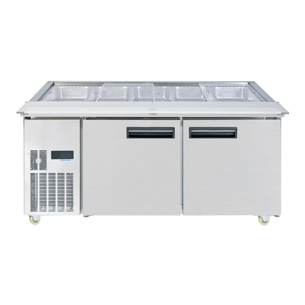 Refrigeration F.E.D Thermaster Two Door Cold Bench Salad Station 5x1/1 GN Pans - PG180FA-XB Mattys