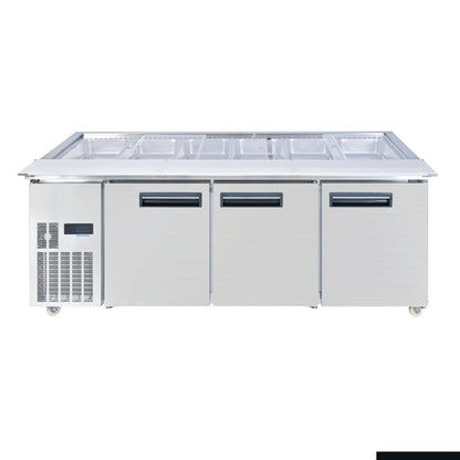 Refrigeration F.E.D Thermaster Two Door Cold Bench Salad Station 6x1/1 GN Pans - PG210FA-XB Mattys