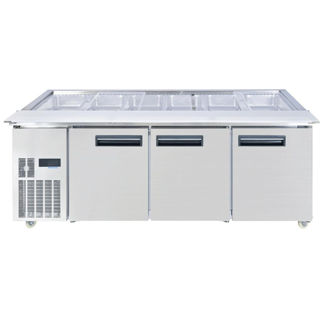 Refrigeration F.E.D Thermaster Two Door Cold Bench Salad Station 6x1/1 GN Pans - PG210FA-XB Mattys