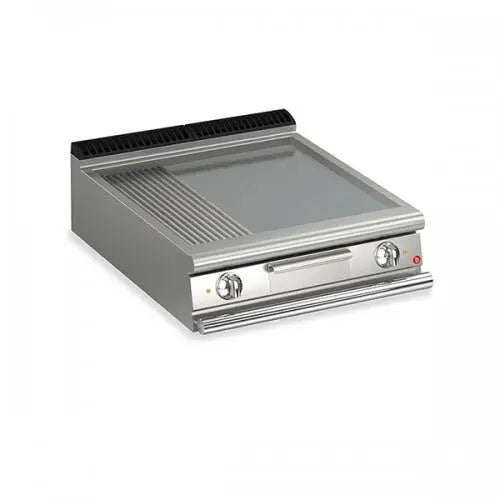 Baron | Q90SFT/E820 | Queen9 Countertop Electric Flat/Ribbed Mild Steel Griddle Plate - 800mm Mattys
