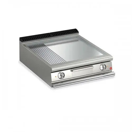 Baron | Q90SFT/E825 | Queen9 Countertop Electric Flat/Ribbed Chrome Griddle Plate - 800mm Mattys