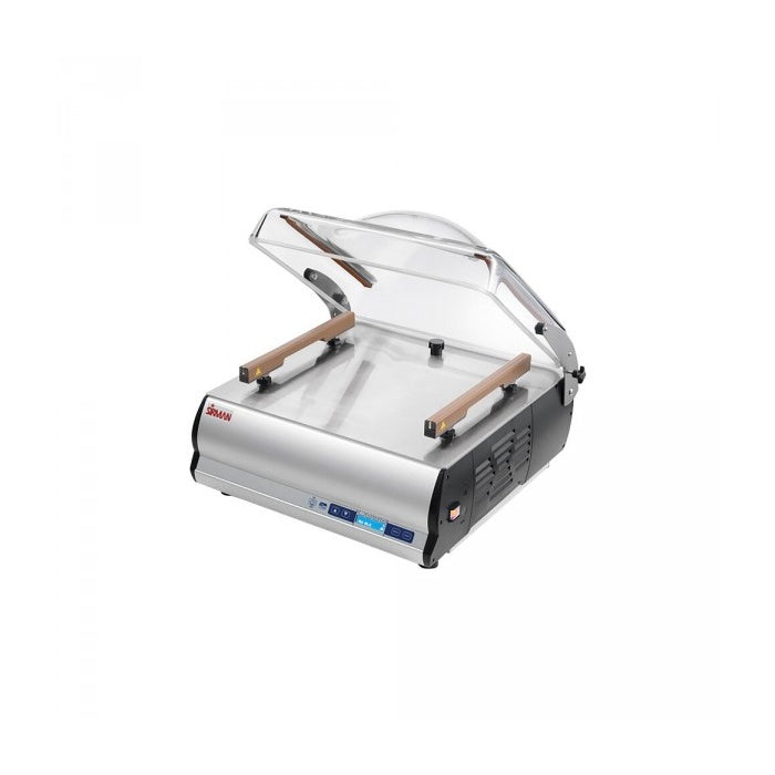 Sirman W8 TOP 50 DX DB Vacuum Chamber Sealer With 20 Mc/Hr Vacuum Pump, Double 410mm Sealing Bars, And Gas-Ready Capability. S3350282068DX2 Mattys