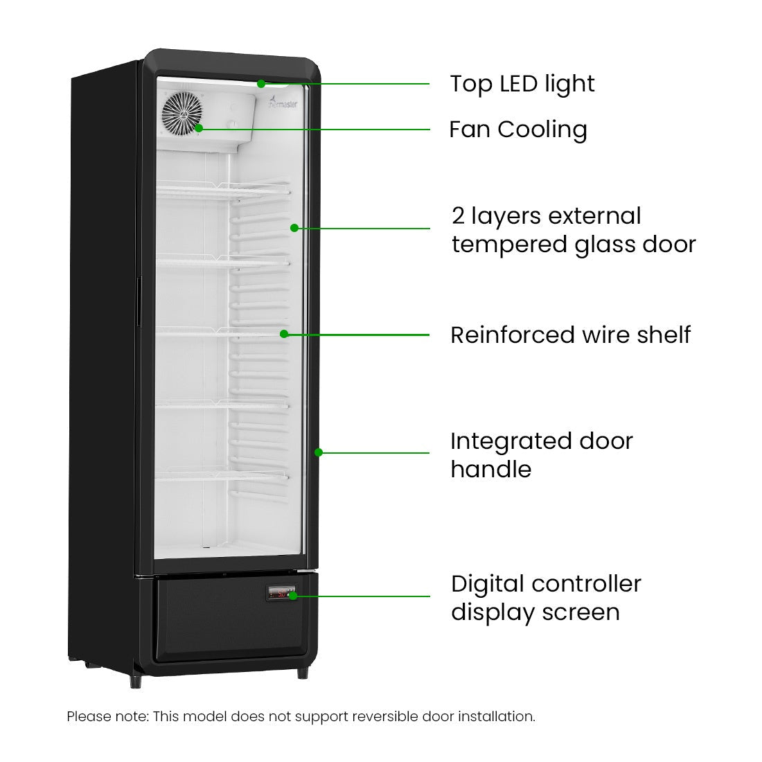 Thermaster Upright Glass Door Beverage Fridge - SDC-258B Thermaster