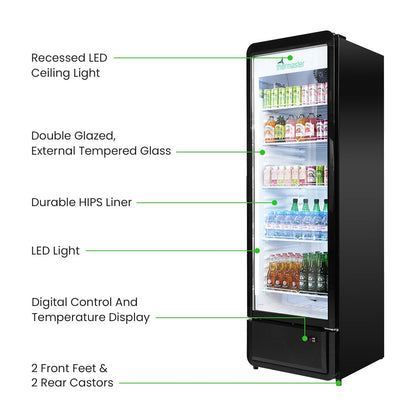 Thermaster Upright Glass Door Beverage Fridge - SDC-343B Thermaster