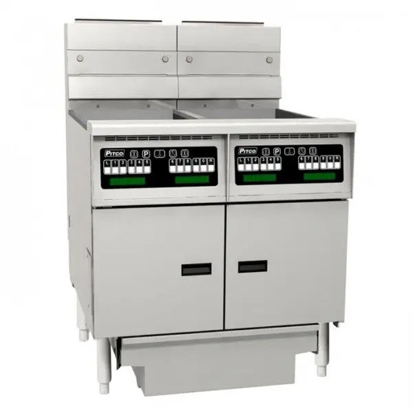 Pitco SG14RS-C/FD/FF Double Gas Fryer Bank w/ Filter Drawer & Computer Control Mattys