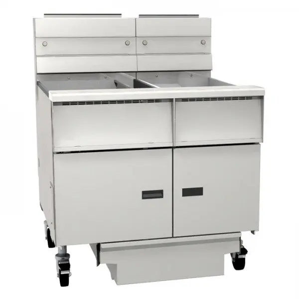 Pitco SG18/SG14-C/FD/FF Double Gas Fryer Bank w/ Filter Drawer & Computer Control Mattys