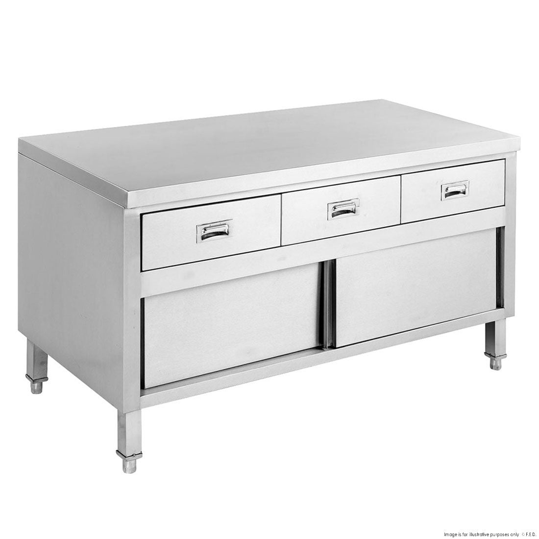 Benches F.E.D. Modular systems Bench Cabinet with 3 Drawers & Doors - SKTD6-1200 Mattys