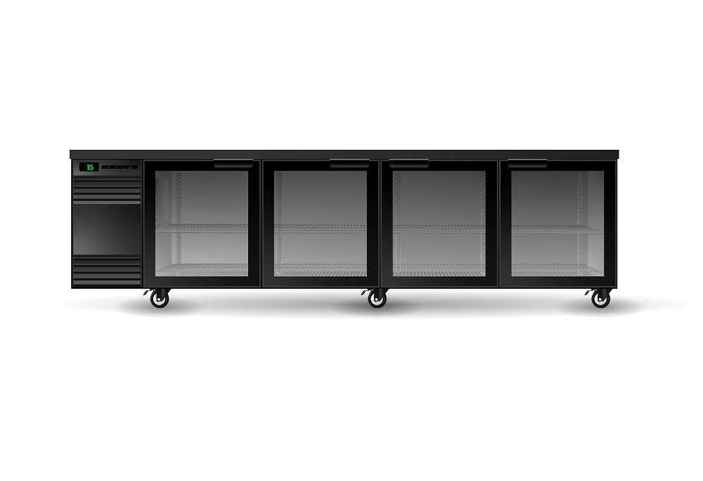 SKOPE BackBar 4 Glass Swing Door CounterLine Fridge CL.4.GSW.r-B - Black SKOPE