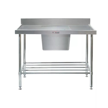 Simply Stainless SS05.1500C Single Sink Bench With Splashback And Centre Sink (600 Series) - 1500mm Mattys