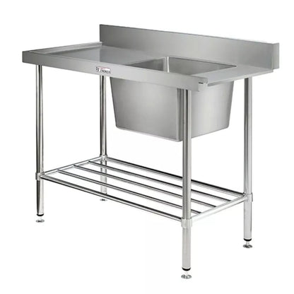 Simply Stainless SS08.1200L Left Hand Single Sink Dishwasher Inlet Bench (600 Series) - 1200mm Mattys
