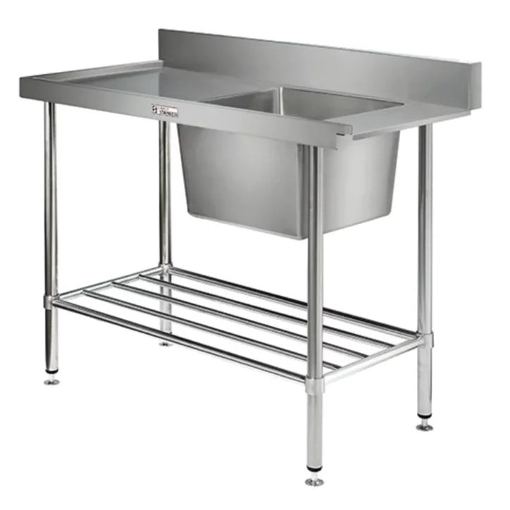 Simply Stainless Ss08.7.1200L Left Hand Single Sink Dishwasher Inlet Bench (700 Series) - 1200Mm Mattys