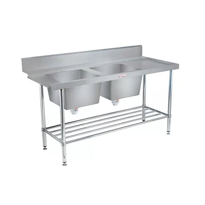 Simply Stainless SS09.1650DBL Left Side Double Sink Dishwasher Inlet Bench (600 Series) - 1650mm Mattys