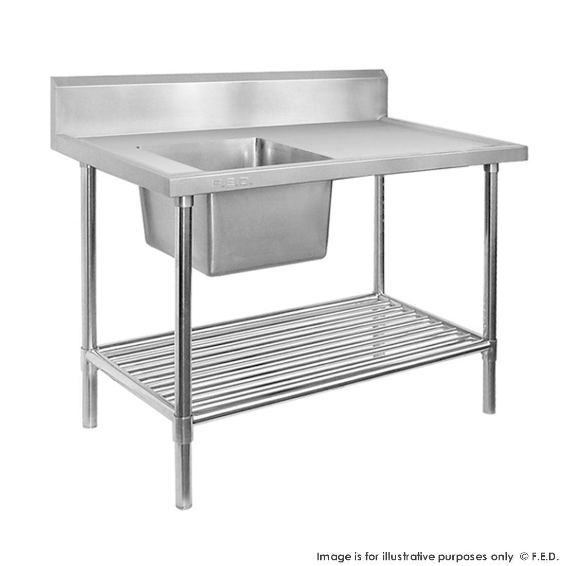 F.E.D. Modular systems SSB6-2400L/A Single Left Sink Bench with Pot Undershelf Mattys