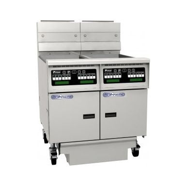 Pitco Solstice SSH75-C/FD/FF Supreme Fryers Computer Controlled Filter Drawer on Casters and Double Fryer Bank Mattys