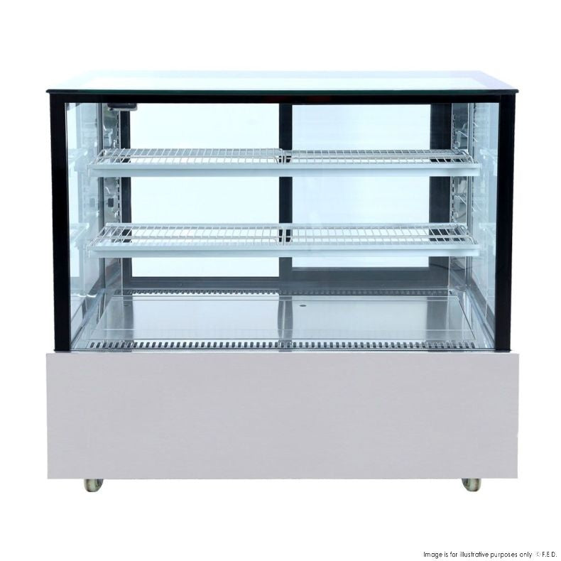 F.E.D. Bonvue SSU120-2XB Black Trim Square Glass Cake Display 2 Shelves 1200X700X1100 Mattys