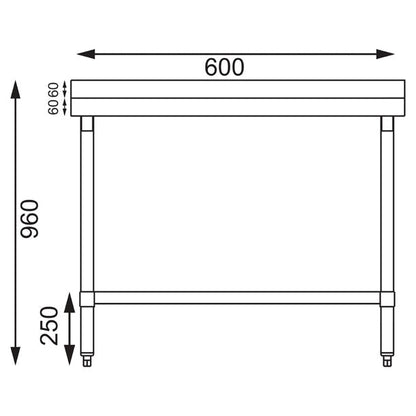 Shelving Vogue Stainless Steel Prep Table with Splashback 600mm - T379 Vogue