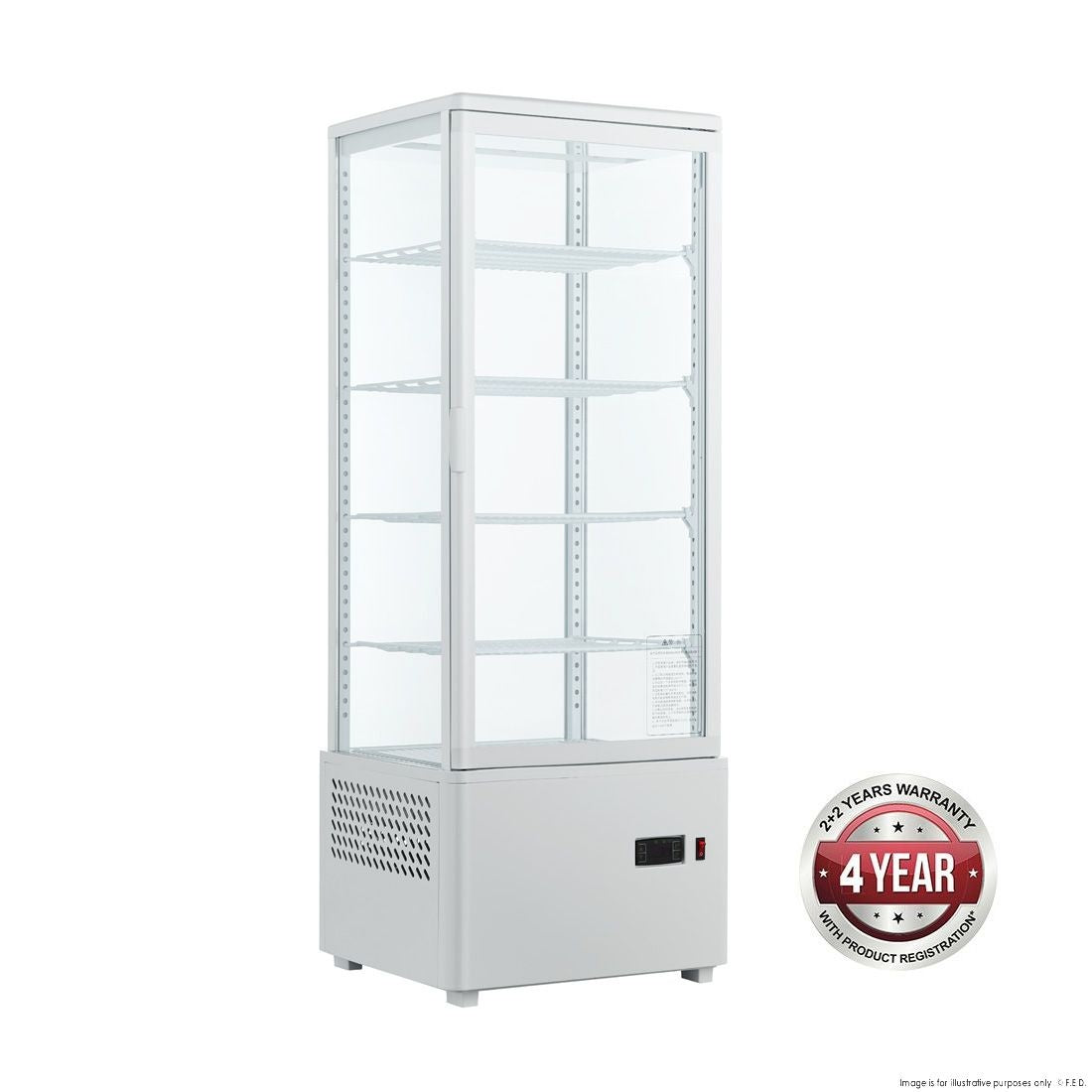 F.E.D. Thermaster TCBD108L Four Sided Countertop Display Fridge 447x400x1194mm Mattys