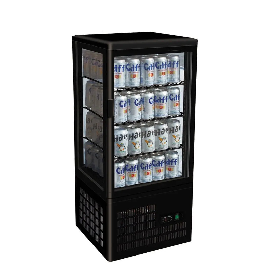 F.E.D. Four Sided 68L Countertop Bench Top Display Fridge Black- TCBD68B Mattys