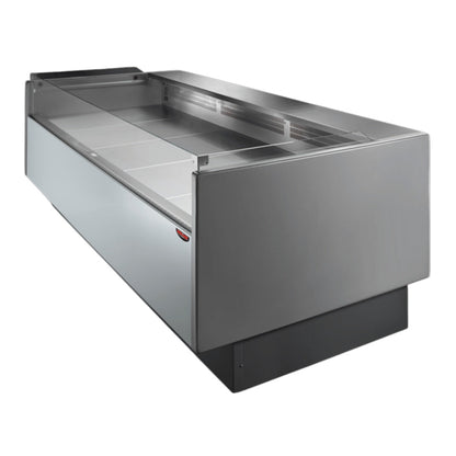 Tecnodom Serie MR80 Black 2480mm Self-serving Deli Display with Storage and Castors - TDMR-0825SELF Tecnodom