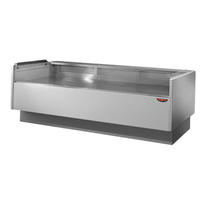 Tecnodom Serie MR80 Black 2480mm Self-serving Deli Display with Storage and Castors - TDMR-0825SELF Tecnodom