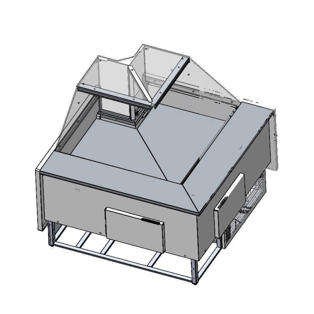 Tecnodom Series MR80 Black Corner Deli Display w/ Storage and Castors TDMR-08I Tecnodom