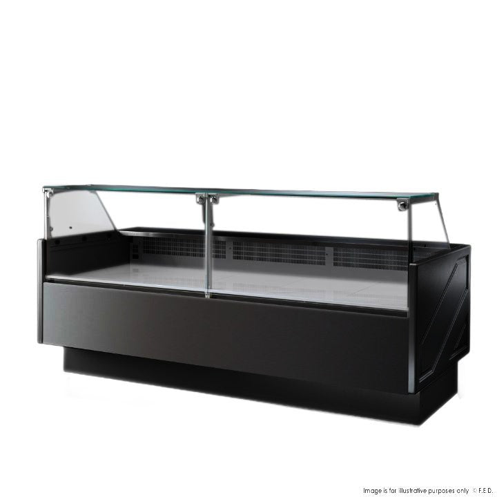 F.E.D Tecnodom-TDMR-0925B Serie MR9.5 Black 2480mm Wide Deli Display with Storage and Castors Mattys