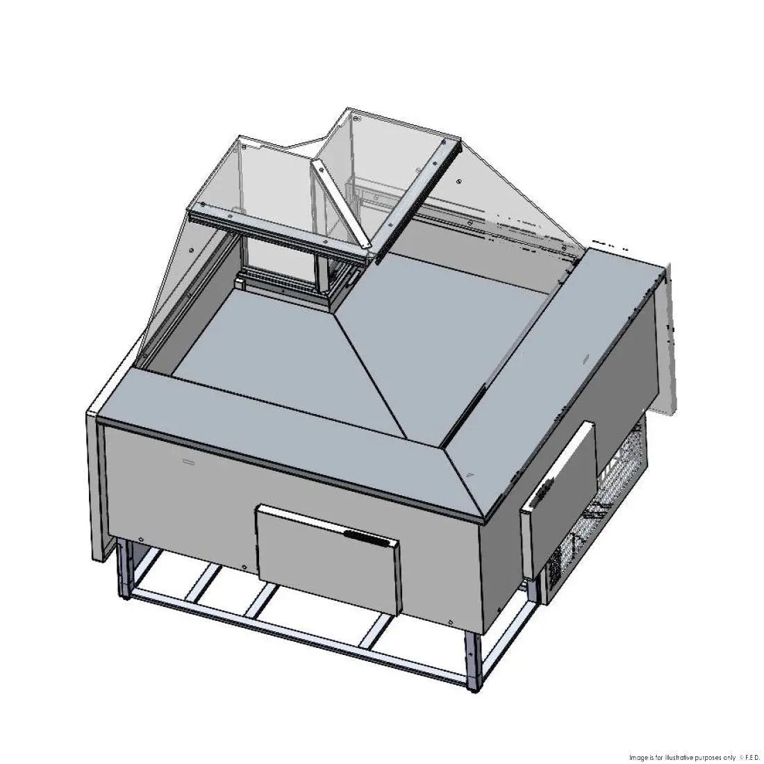 F.E.D. Tecnodom by FHE TDMR-I Series MR Corner Deli Display w/ Storage & Castors Mattys